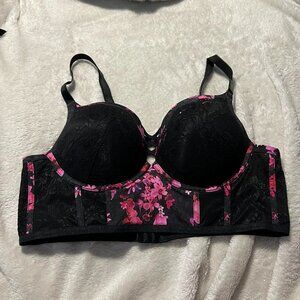 Floral Push Up Plunge Bra w/ Underwire